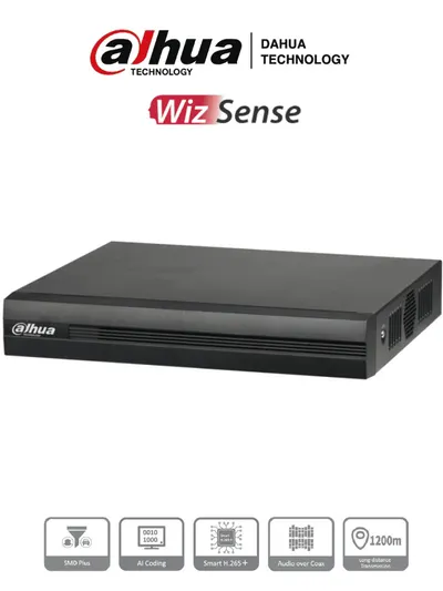 DAHUA XVR1B16H-I - DVR de 16 Canales de 5 Megapixeles Lite/ WizSense/ Cooper-I/ H.265+/ 16 Canales Analogos + 8 IP/ Hasta 24 Canales IP/ SMD Plus/ / 1 Sata de Hasta 16 TB/ Soporta CVI/AHD/TVI/ CVBS e IP/ Funciones POS/