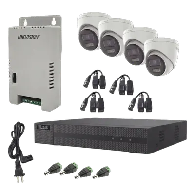Kit de videovigilancia HiLook HL-2080P-4E-TWA con 4 cámaras ColorVu