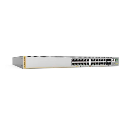 Switch / Capa 3 / 24 puertos Gbps / 4 puertos SFP+ 10G / PoE+ 740W / Stacking 8 unidades / Doble PSU redundante