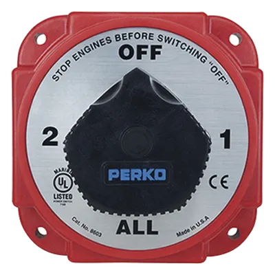 Switch Selector de Batería y Alternador / 380 A Continuos / 850 A Intermitentes / 6-32 VCD / Ignición Protegida / 5.25 Pulgadas
