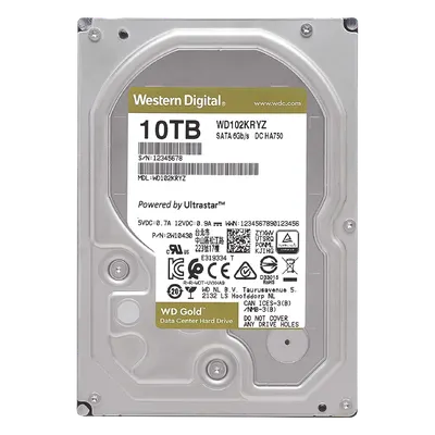 Disco Duro Gold de 10 TB / 7200 RPM / Optimizado para NAS, RAID, Data Center y NVRs de Gran Capacidad / Uso 24-7 / Proteccion Antivibración / 5 Años de Garantia / HelioSeal