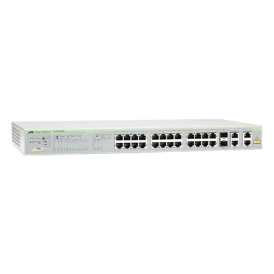 WebSmart Switch, 24 puertos PoE+ 10/100 Mbps + 2 puertos 10/100/1000 Mbps + 2 SFP Gigabit Combo, 193 W