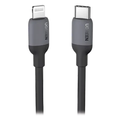 Cable USB-C a Lightning / Certificado MFi / 1 Metro (3.3 Pies) / Carga Rápida PD 20W / Sincronización 480 Mbps / Silicona y TPE / Negro