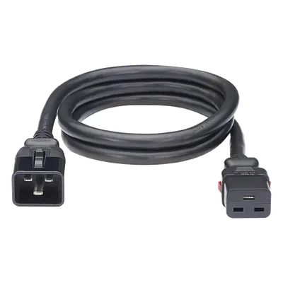 Cable de Alimentación / IEC C20 a C19 / Bloqueo Dual / 15 AWG / 16A 250V / 60 cm (2 pies) / Paquete 10 pzas