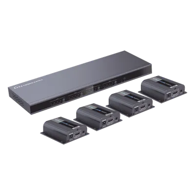 MATRICIAL Y EXTENSOR DE VIDEO HDMI 4 x 4 / 4 Entradas HDMI / 4 Salidas HDMI Loop / 4 Salidas RJ45 para Extender la señal 40 metros por salida / 1080 @ 60Hz / Conmutación por RS232, Control Remoto o Ethernet.