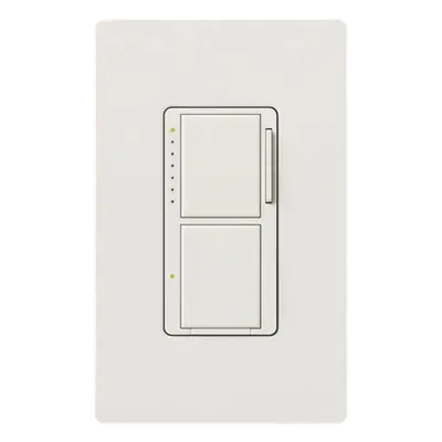 Atenuador e interruptor doble / 300 W incandescente-halógeno / interruptor 2.5 A / 120 V~ 60 Hz / unipolar / línea Maestro acabado Snow
