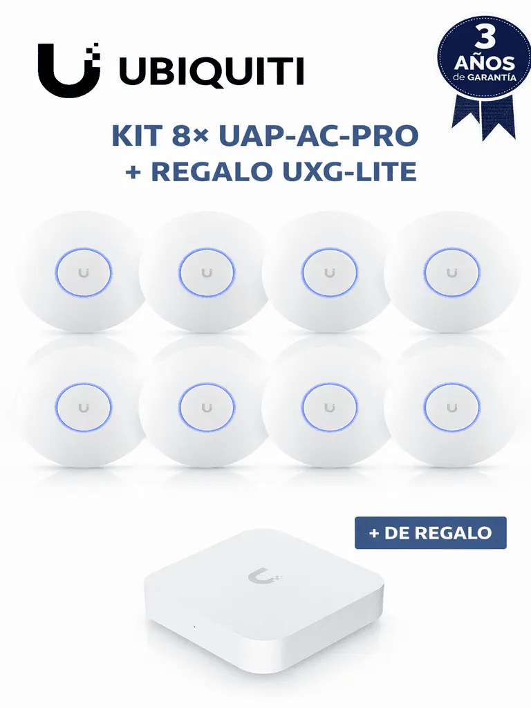 Puntos de acceso UniFi UAP-AC-PRO: kit de 8 con gateway UXG-LITE