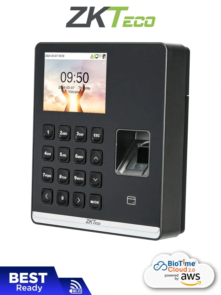 Reloj checador ZKTeco M1 con huella digital y conexión Wi-Fi