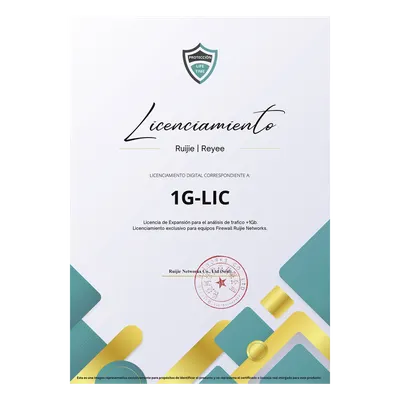 Licencia de Expansión / Análisis de Tráfico +1 Gbps / Firewall / Perpetua / Uso Único / Entrega Digital (RG-WALL1600-Z5100-S-1G-LIC)