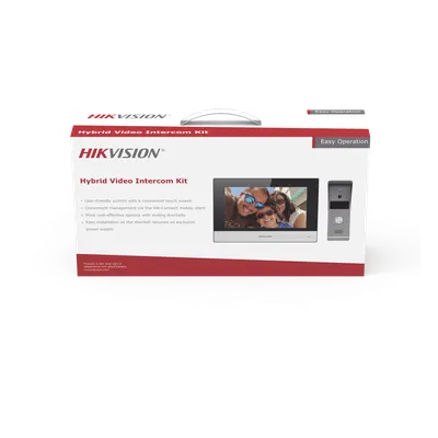 Kit de videoportero híbrido Hikvision DS-KIS303-P con pantalla táctil de 7 pulgadas