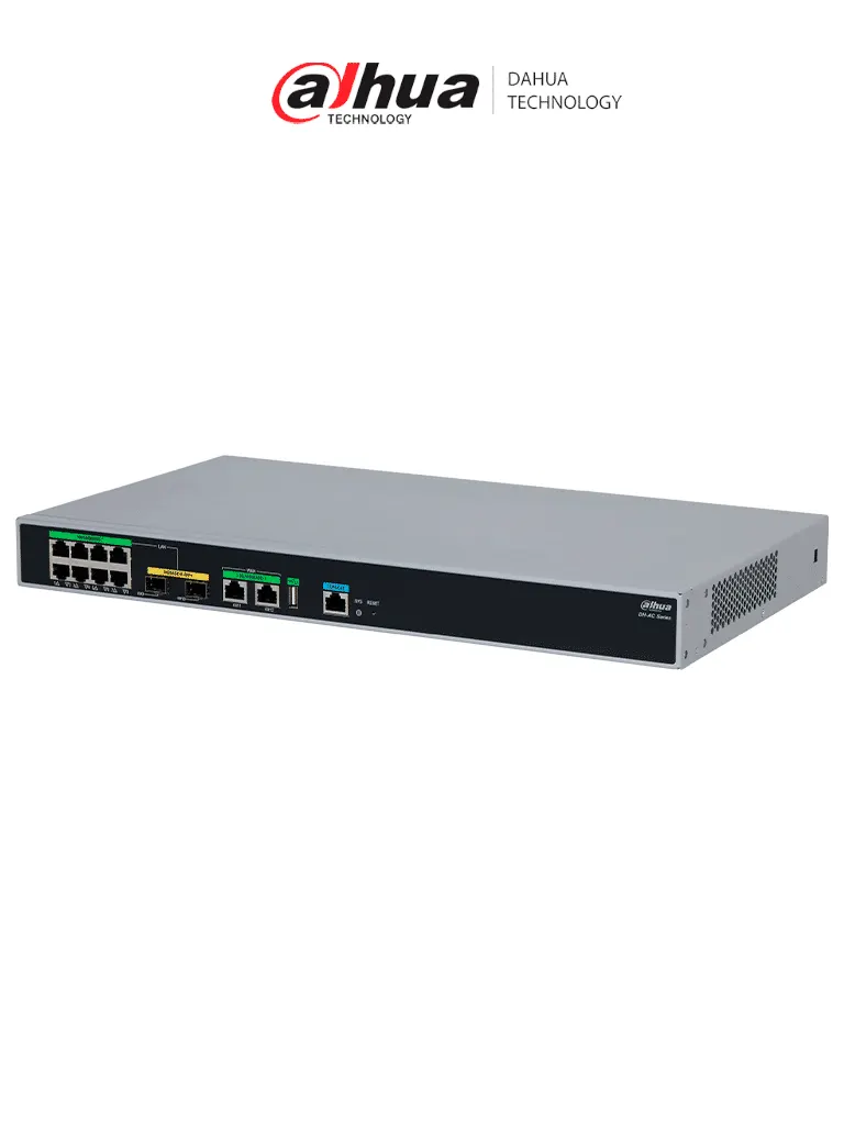 DAHUA DH-AC64 Control de acceso inalámbrico de 10 puertos DH-AC64  WAN 2 × 2,5 GE, LAN 8 × GE + 2 × 10 GE SFP+, 1 × USB/  Puerta de enlace todo en uno/ PoE+/  PoE 802.3af/802.3at/ Funciones de roaming inteligente