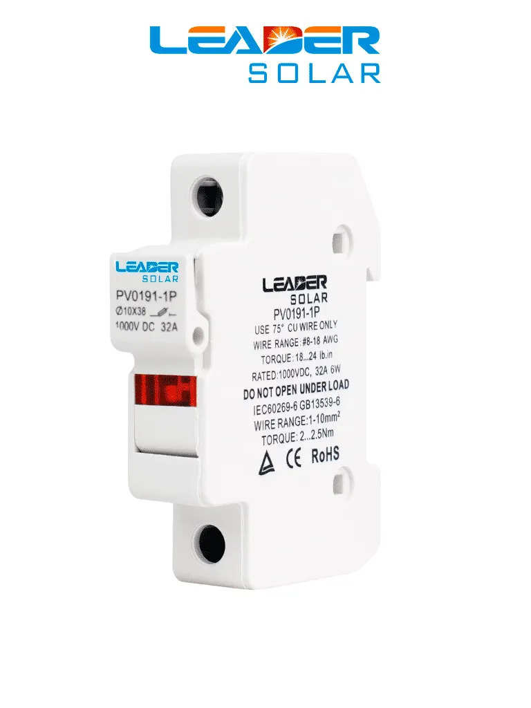 Portafusible fotovoltaico LEADER SOLAR PV0191-1P de hasta 1000 VDC