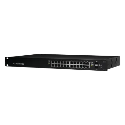 Switch EdgeMAX Administrable de 24 Puertos Gigabit con PoE+/PoE Pasivo 24V + 2 Puertos SFP, 500 W