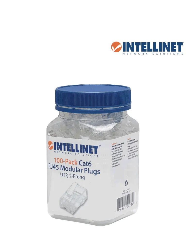 Plug RJ45 Cat6 INTELLINET 502344 para cable multifilar, 100 piezas