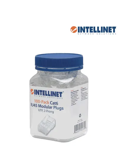 Plug RJ45 Cat6 INTELLINET 502344 para cable multifilar, 100 piezas