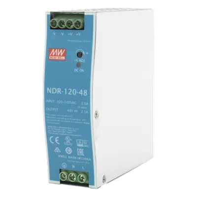 Fuente de poder MEANWELL NDR-120-48 de 48 Vcc para riel DIN