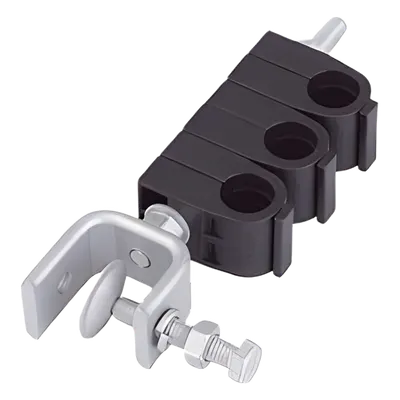 Sujetador de cables / 3x coaxial 1/2 pulgada / Acero inoxidable 304 / Instalación angular / -40°C a +85°C / 0.1 dB retorno