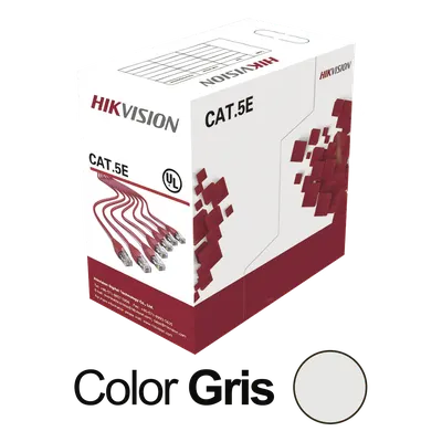 Cable UTP Cat5E Hikvision DS-1LN5E-S de 305 m para redes y PoE