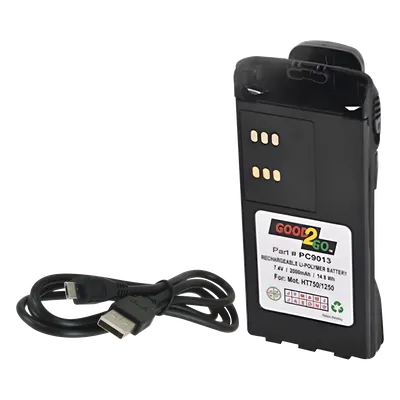 Batería Li-Ion / 2000 mAh / Cargador USB Integrado / Clip / Compatible Motorola HT750/1250/PRO Series