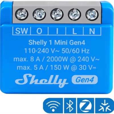 Interruptor inteligente Shelly Mini Gen4 de 1 canal y 8 A
