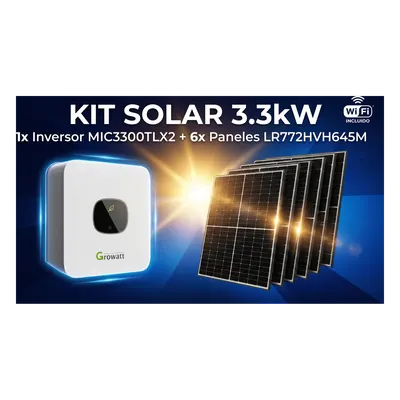 Kit solar de interconexión GROWATT MIC3300KIT2 de 3.3 kW y 6 módulos