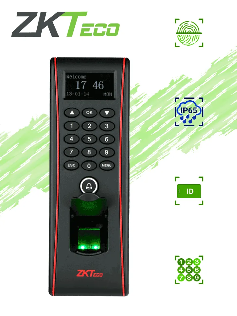 Terminal de control de acceso ZKTeco TF1700 para exterior