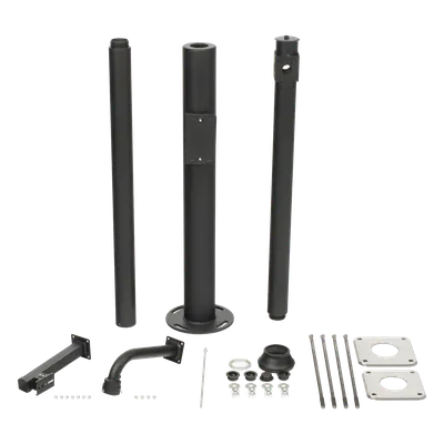 Poste Seccionado para Cámara PTZ / 3 m (9.8 ft) de Altura / 3 Secciones de 1 m / Base de Cimentación 330 mm / Soporte PTZ 48.5 mm / Sellos Impermeables / Color Negro