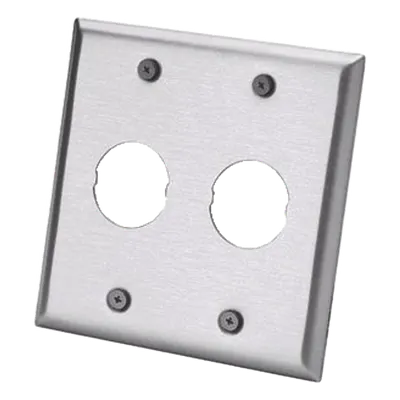 Placa de Pared Doble Industrial / 2 Puertos / Acero Inoxidable / 4.59x4.5x0.16 in / Montaje Vertical