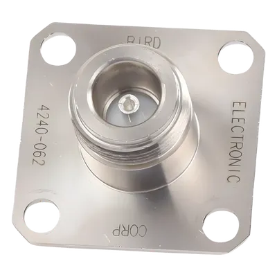 Conector N Hembra / Cambio Rápido QC / No-Soldable / Panel 4 Perforaciones 18 mm / 0.71 in / Níquel-Plata-Teflón