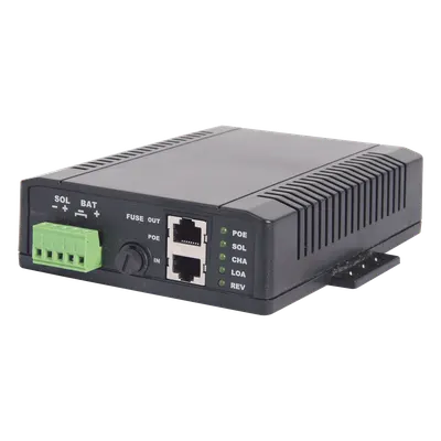 Controlador Solar POE, Entrada 12 Vcc Hasta un Panel Solar de 125 Watts, Salida PoE Pasivo en 12 Vcc Hasta 10 Watts Máximo.
