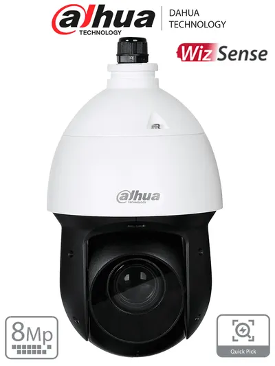 DAHUA SD49825GB-HNR - Cámara IP PTZ de 8 MP / WizSense/ 25x de Zoom óptico/ IR de 100 m/ H.265+/ WDR Real de 120 dB/ Protección perimetral/ Detección de rostros / SMD 4.0/ Ranura para MicroSD/ IP66/ E&S de Alarma y Audio/