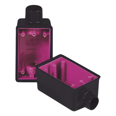 Caja Rectangular / 3/4 Pulgada / 1 Entrada / Recubrimiento PVC 40 mils / Uretano Púrpura 2 mils / IK09