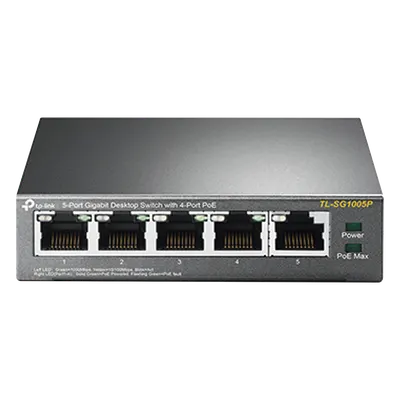 Switch Gigabit PoE TP-Link TL-SG1005P con 4 puertos y 65 W