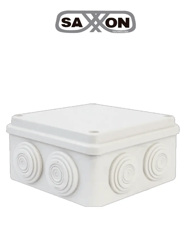 SAXXON SXWD015-7 - Caja de conexiones con 7 entradas / PVC libre de halógenos / Compatible con cámaras Bulet y Domo / Dimensiones internas 150 x 150 x 70 mm (Ancho x Alto x Fondo)