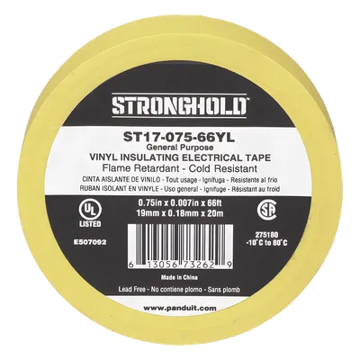 Cinta aislante eléctrica PANDUIT ST17-075-66YL de PVC, 600 V
