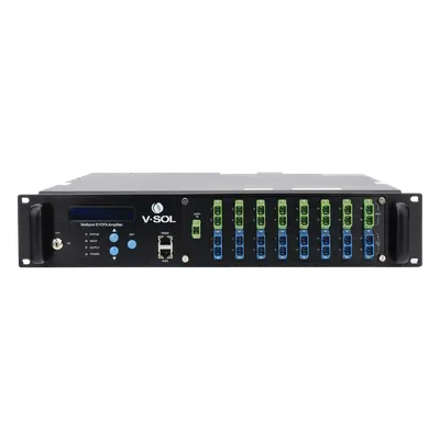 Amplificador Óptico EYDFA / 16 Puertos 1550 nm / Salida 22 dBm / GPON EPON XGS-PON / Gestión SNMP y Web