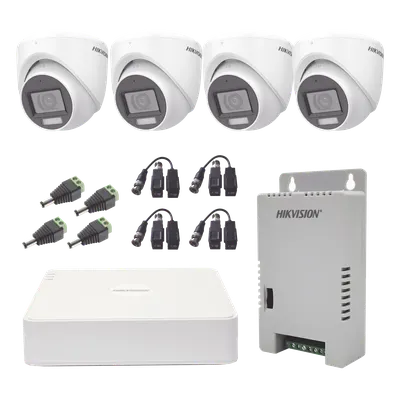 Kit de Videovigilancia TurboHD / DVR 4 Canales / 4 Cámaras Eyeball 2 Megapixel / Audio por Coaxitron / Luz Dual 20 m (65.6 ft) Blanca + 30 m (98.4 ft) IR / IP67 / Fuente de Poder Seleccionable