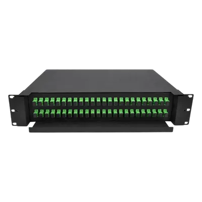 Distribuidor de Fibra Óptica ODF / 48 Empalmes / 48 Acopladores SC/APC / 48 Pigtails SC/APC / Rack 19 / 2 UR