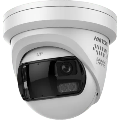 Cámara Turret IP / 4 MP / Doble Lente 2.8 mm / 186.4° / ColorVu / WDR 130 dB / Luz Blanca 40 m (131.2 ft)