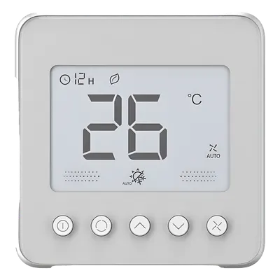 Termostato digital / Serie TF418 / Fan Coil 2-4 tuberías / 110 VCA / Ventilador 3 velocidades / Válvula On-Off / LCD