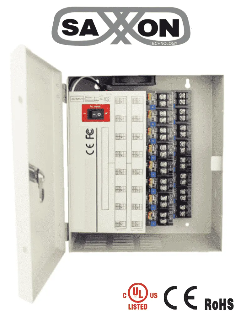 Fuente de poder SAXXON PSU1220-D16H para 16 cámaras de seguridad