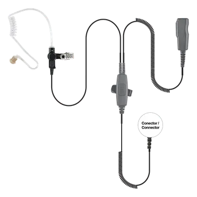 Micrófono de Solapa / Doble PTT / Tubo Acústico / Cable de Uso Rudo / 2 Cables / 12 Modelos Motorola
