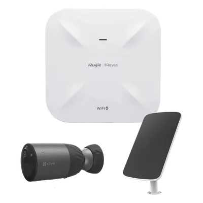 Kit de Vigilancia Wi-Fi 6E / Access Point 1.775 Gbps / Cámara de Batería / Panel Solar 23.5% / IR 30 m (98.4 ft) / IP66