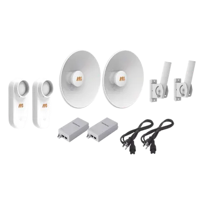 Kit de 2 radios C5X / Con antena N5-X25-2PACK (25 dBi) / Frecuencia extendida (4.9 a 6.4 GHz) / Incluye inyector POE / cable de alimentación y 2 FLEXIMOUNT-XL de / Ideal para hasta 10 km