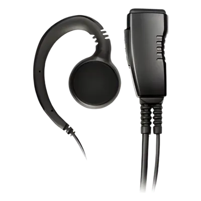 Micrófono de Solapa con Auricular G-Hook / Cable Kevlar 30' (9.1 m) / Compatible Motorola 2-Pin e HYT / Reducción de Ruido / Rotación 360°