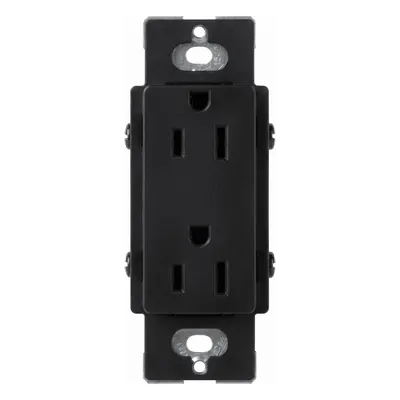 Tomacorriente dúplex Lutron CAR15BLS de 15 A en negro brillante