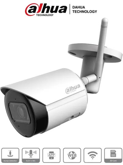 Cámara IP bullet WiFi Dahua DH-IPC-HFW1430DS-SAW de 4 MP