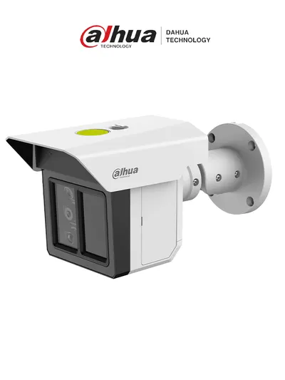 DAHUA DH-IPC-MFW5241T2-E3-ASE - Cámara de seguridad de triple lente de 2MP WizMind, ideal para protección perimetral de largo alcance. Ofrece detección de humanos y vehículos a 100m, visión IR de 100m, tecnología ePoE, y resistencia IP67/IK10.