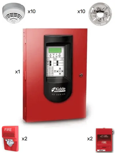 KIDDE FX64RSP-KIT10: Sistema de Alarma Contra Incendios con Detectores y Sirenas