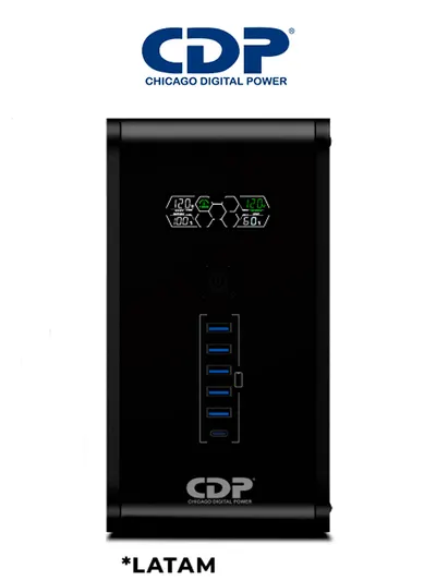 CDP R-SMART 1010 - UPS 1000VA / 500W / Pantalla LCD / 10 Terminales de salida / 5 Salidas con respaldo y regulación AVR / 5 Salidas con supresión de picos / 2 Terminales de salida programables / 5min. de respaldo a plena carga